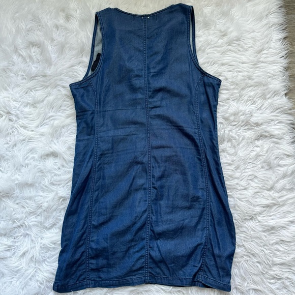 Calvin Klein Jeans Dark Denim Chambray Zip Up Mini Dress Size Large - Picture 5 of 7